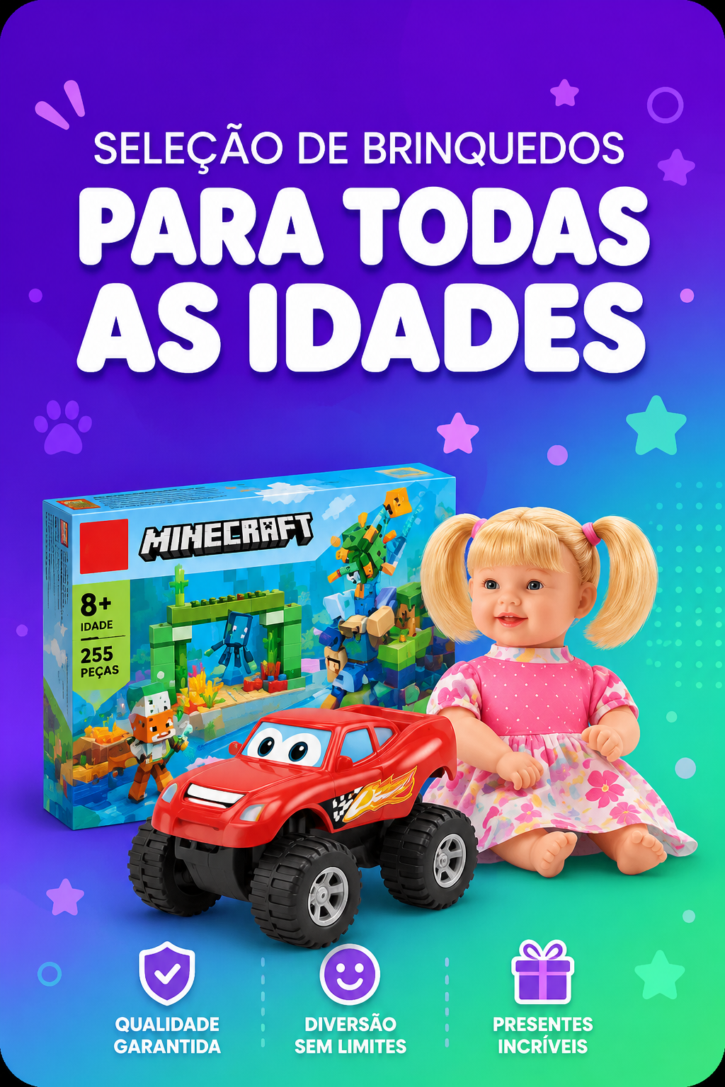 Seleção de brinquedos para todas as idades