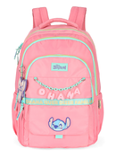 Kit Mochila de Costas G + Estojo Box Stitch Disney | Rosa Salmão Turquesa | 2 Peças Ohana | Chaveiro Angel