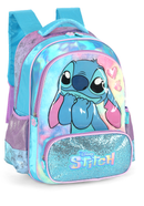 Mochila de Costas G Stitch Pelúcia & Paetê AZUL Luxcel - Fofura e Brilho Disney!