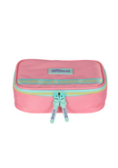 Kit Mochila de Costas G + Estojo Box Stitch Disney | Rosa Salmão Turquesa | 2 Peças Ohana | Chaveiro Angel