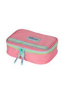 Kit Mochila de Costas G + Estojo Box Stitch Disney | Rosa Salmão Turquesa | 2 Peças Ohana | Chaveiro Angel
