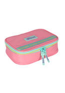 Kit Mochila de Costas G + Estojo Box Stitch Disney | Rosa Salmão Turquesa | 2 Peças Ohana | Chaveiro Angel