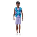 Boneco Barbie Fashionista Ken Negro Camisa Xadrez - Mattel